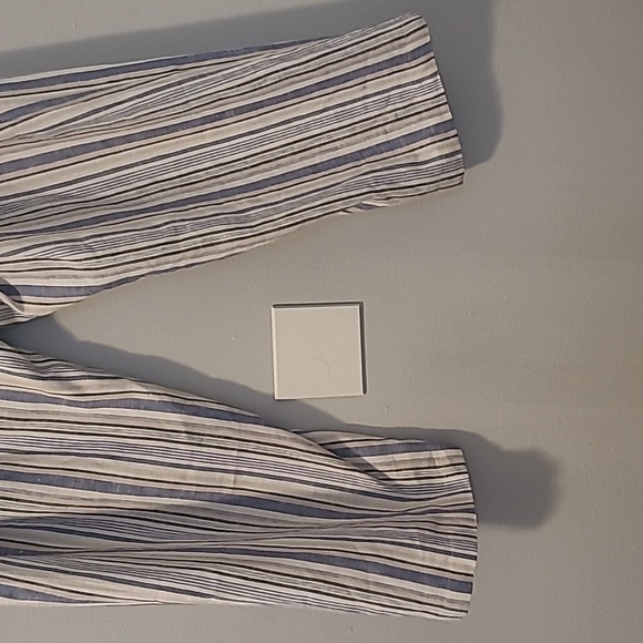 Women's 24W Petite striped Linen blend pull-on wide leg pants beach boho casual - Picture 7 of 15